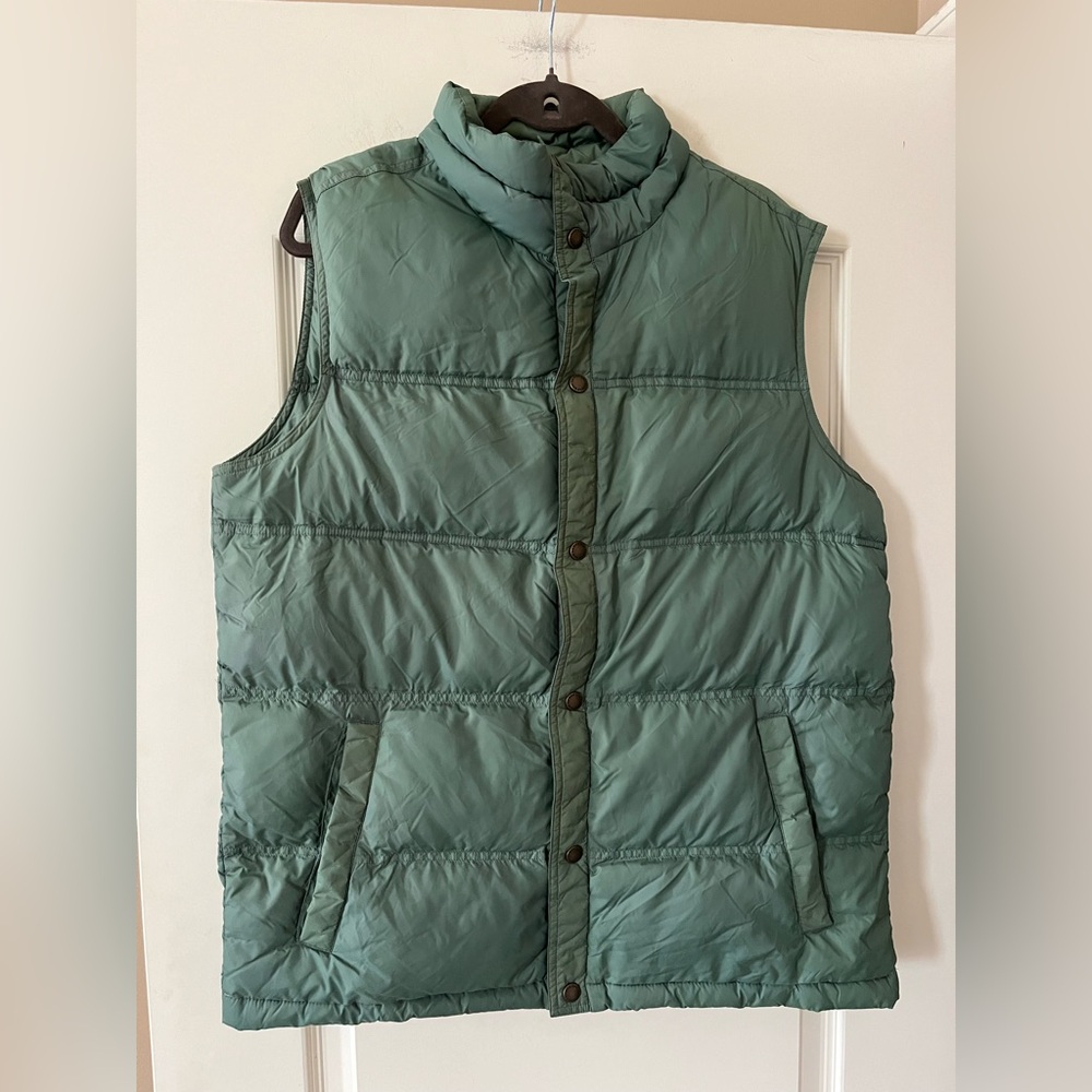 Men’s Lands' End Olive Quilted Jacket Feather Down Vest Size Medium - Picture 9 of 15